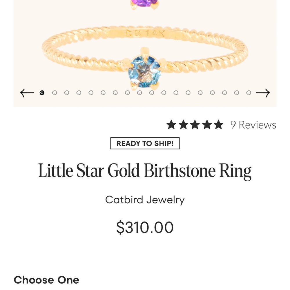 Catbird Little Star Gold Birthstone Ring, size 6 , Diamond, 14 k
 Gold. New.